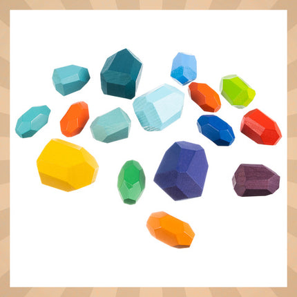 Farverige træklodser til børn - 16 stk. i sæt