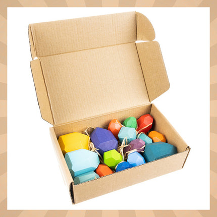 Farverige træklodser til børn - 16 stk. i sæt