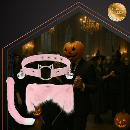 Sød kat- og ræv kostume sæt i lyserød til børn