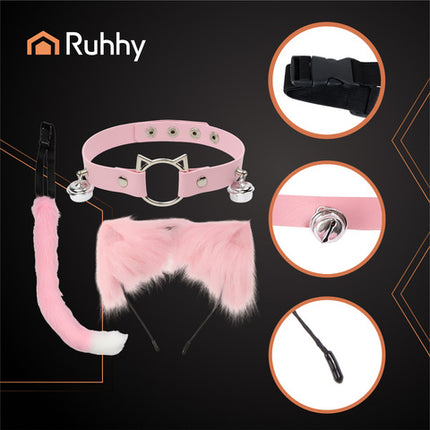 Sød kat- og ræv kostume sæt i lyserød til børn