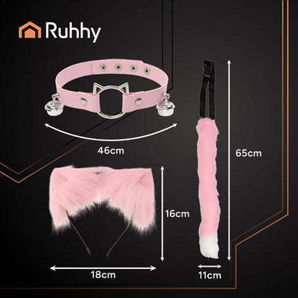 Sød kat- og ræv kostume sæt i lyserød til børn