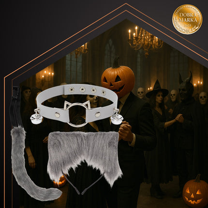 Kostume til kat eller ræv i grå - 3 dele