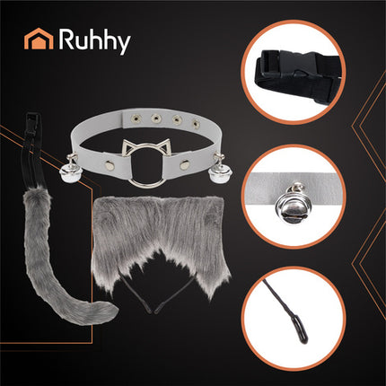 Kostume til kat eller ræv i grå - 3 dele