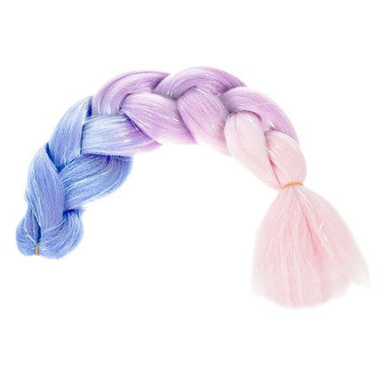 Farverig Ombre Fletning med Glitter - Blå, Lilla og Pink