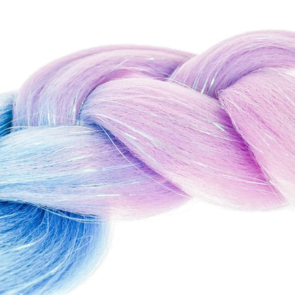 Farverig Ombre Fletning med Glitter - Blå, Lilla og Pink