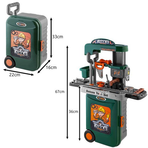 Værksted med Værktøj i Kuffert – Uddannelseslegetøj til Små Håndværkere