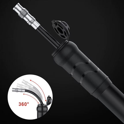 Håndpumpe til cykler med universel ventil og rammeholder