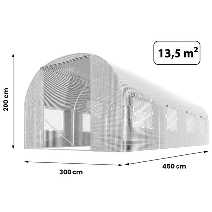 Folie til havetunnel 450x300 cm - UV-bestandig, 13,5 m² med myggenet og lynlåsindgang