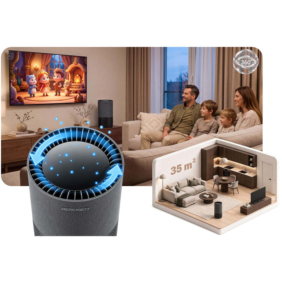 Fordampningsluftfugter 5 l, 350 ml/t til rum op til 35 m² med automatik og nattilstand – sort