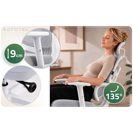 Ergonomisk kontorstol med mesh-ryglæn, vippefunktion og justerbare armlæn, op til 120 kg – grå