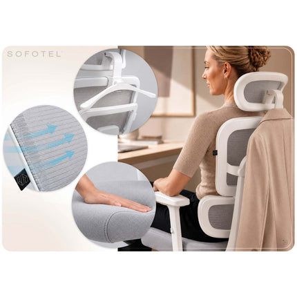 Ergonomisk kontorstol med mesh-ryglæn, vippefunktion og justerbare armlæn, op til 120 kg – grå