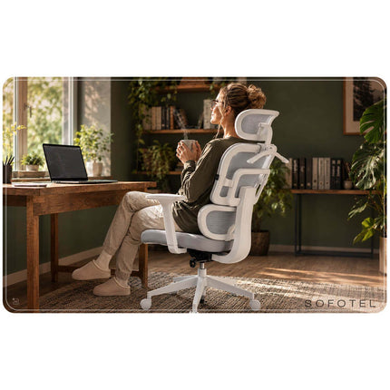 Ergonomisk kontorstol med mesh-ryglæn, vippefunktion og justerbare armlæn, op til 120 kg – grå