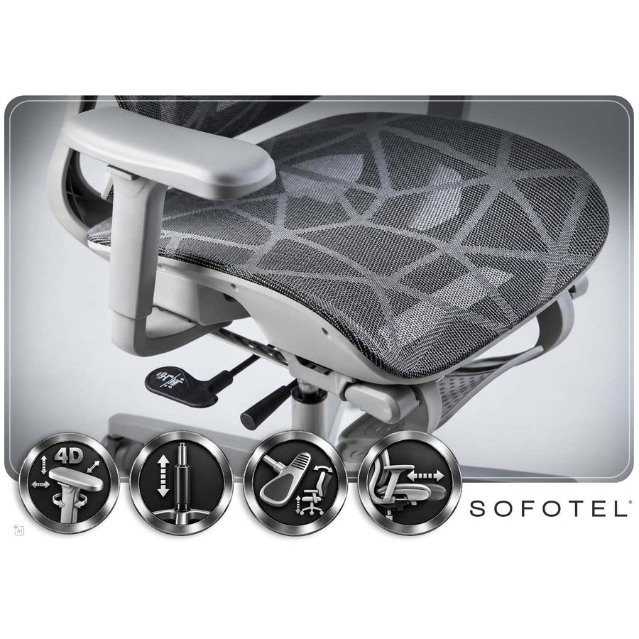 Ergonomisk kontorstol med mesh, 3D-nakkestøtte, udtrækkelig fodstøtte og 4D-armlæn – op til 120 kg