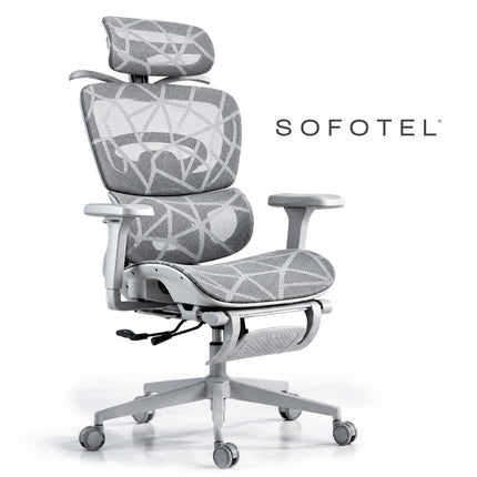 Ergonomisk kontorstol med mesh, 3D-nakkestøtte, udtrækkelig fodstøtte og 4D-armlæn – op til 120 kg