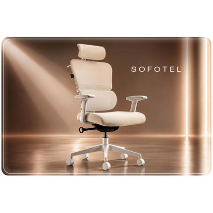 Ergonomisk kontorstol med mesh-ryglæn, vippefunktion og justerbare armlæn, op til 120 kg – beige