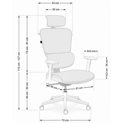 Ergonomisk kontorstol med mesh-ryglæn, vippefunktion og justerbare armlæn, op til 120 kg – beige