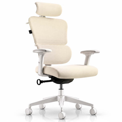 Ergonomisk kontorstol med mesh-ryglæn, vippefunktion og justerbare armlæn, op til 120 kg – beige