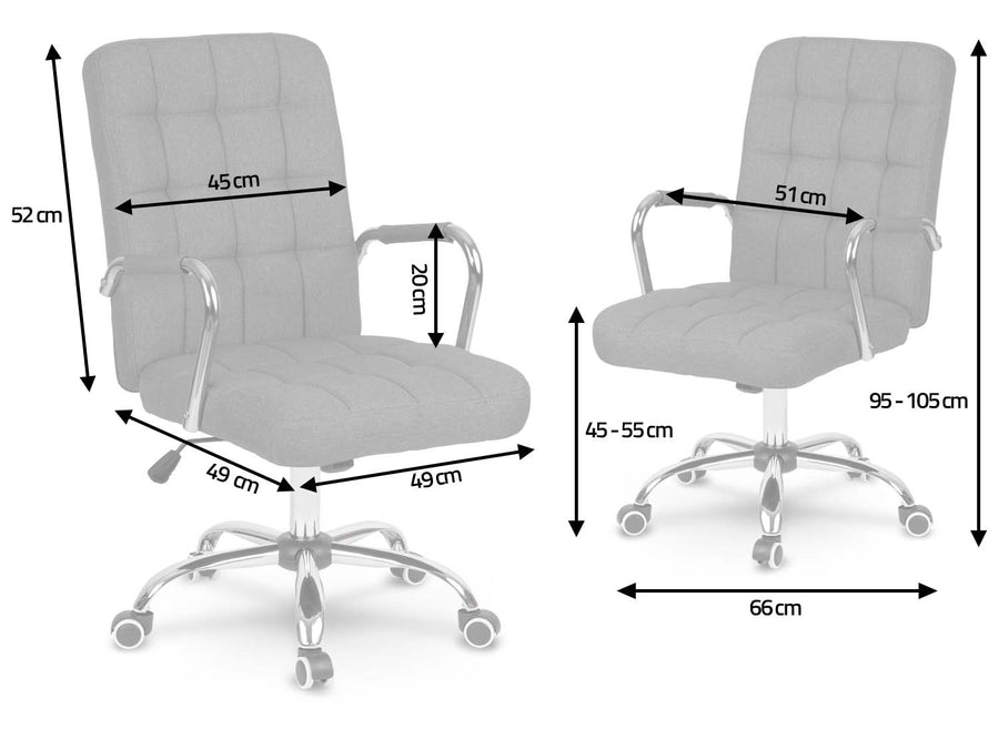 Kontorstol i grå stof med ergonomisk design og justerbar højde - perfekt til hjemmekontoret og mødelokalet