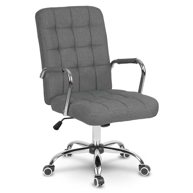 Kontorstol i grå stof med ergonomisk design og justerbar højde - perfekt til hjemmekontoret og mødelokalet