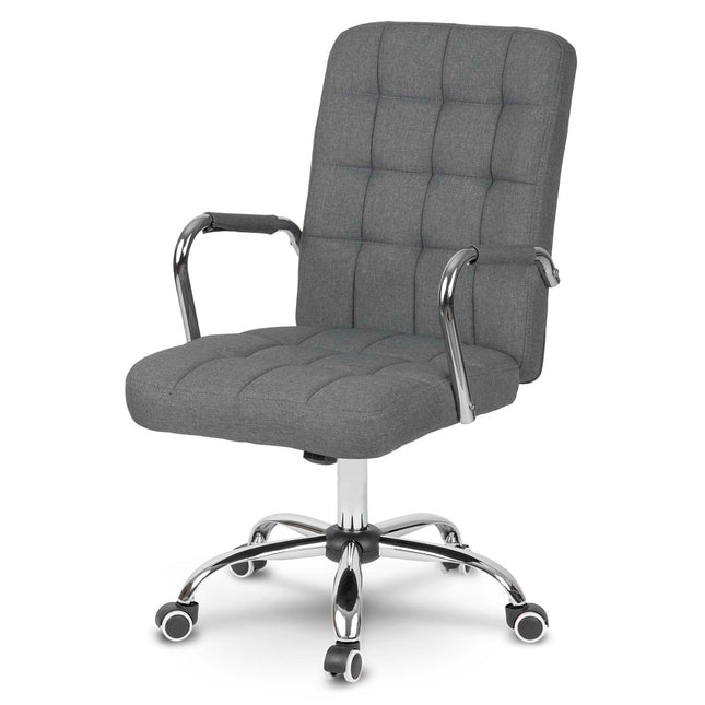 Kontorstol i grå stof med ergonomisk design og justerbar højde - perfekt til hjemmekontoret og mødelokalet