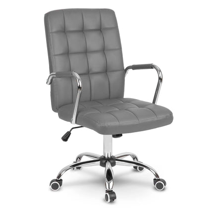 Kontorstol i grå øko-læder med ergonomisk design og justerbar højde - perfekt til komfortable arbejdsdage