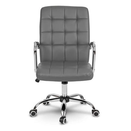 Kontorstol i grå øko-læder med ergonomisk design og justerbar højde - perfekt til komfortable arbejdsdage