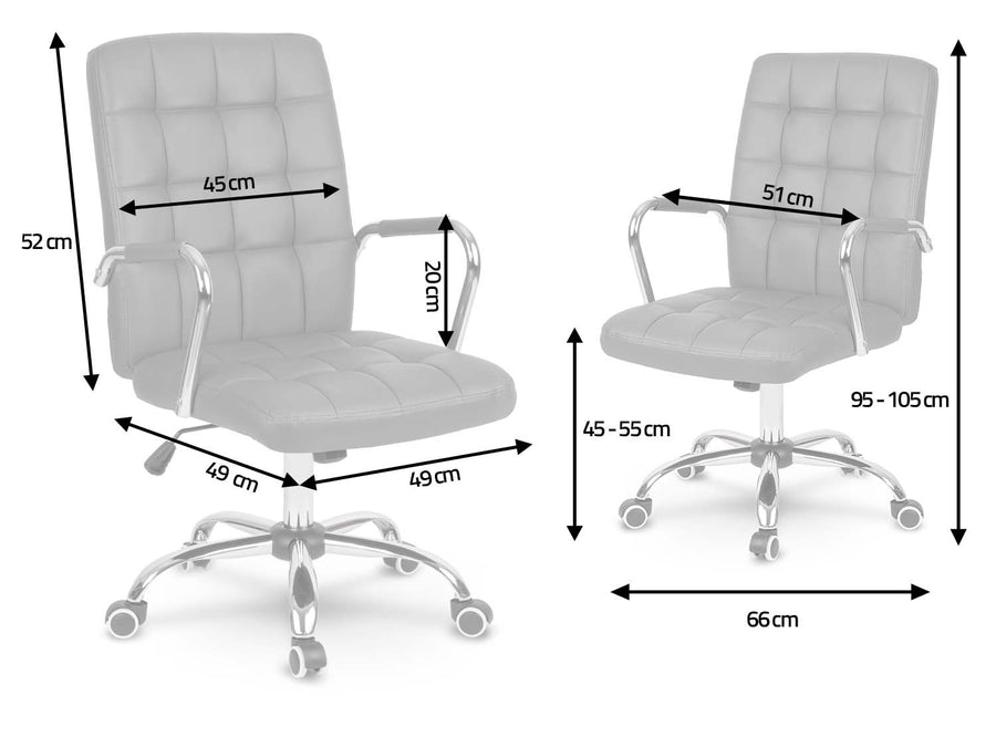 Kontorstol i grå øko-læder med ergonomisk design og justerbar højde - perfekt til komfortable arbejdsdage