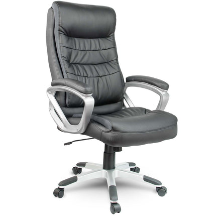 Komfortabel ergonomisk læder kontorstol med justerbar højde og vippefunktion i sort