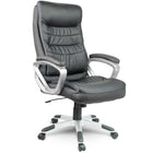 Komfortabel ergonomisk læder kontorstol med justerbar højde og vippefunktion i sort