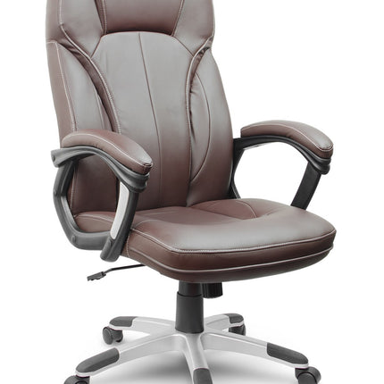Komfortabel læder kontorstol med høj ryg og ergonomisk design