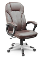 Komfortabel læder kontorstol med høj ryg og ergonomisk design