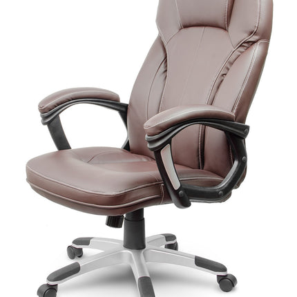 Komfortabel læder kontorstol med høj ryg og ergonomisk design