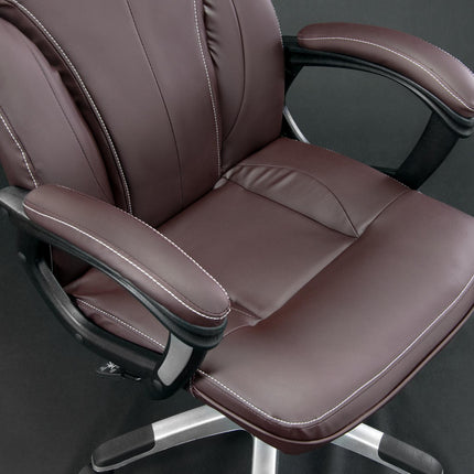Komfortabel læder kontorstol med høj ryg og ergonomisk design