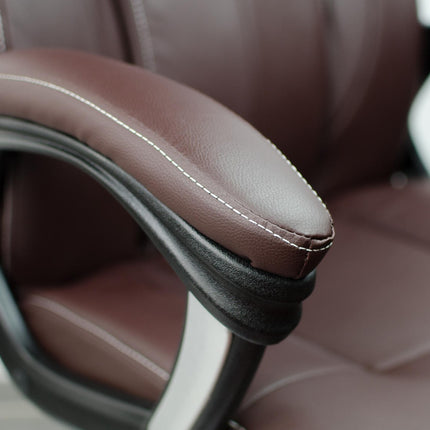Komfortabel læder kontorstol med høj ryg og ergonomisk design