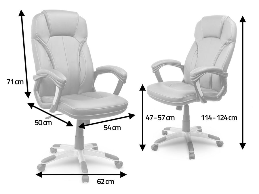 Komfortabel læder kontorstol med høj ryg og ergonomisk design