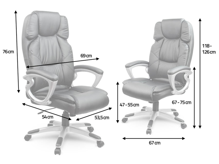 Komfortabel kontorstol i øko-læder med ergonomisk design og vippefunktion
