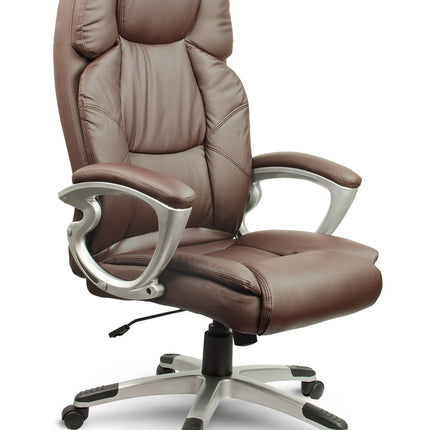 Komfortabel brun læder kontorstol med vippefunktion og ergonomisk design