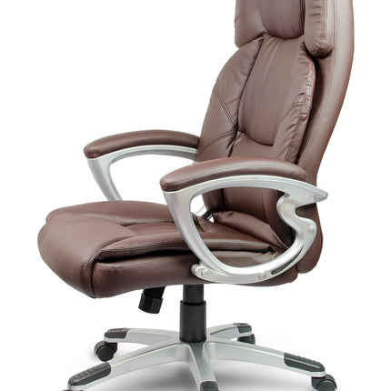 Komfortabel brun læder kontorstol med vippefunktion og ergonomisk design