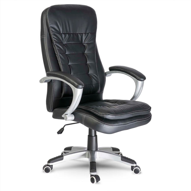 Læder kontorstol med ergonomisk design og justerbar højde til hjemmekontoret
