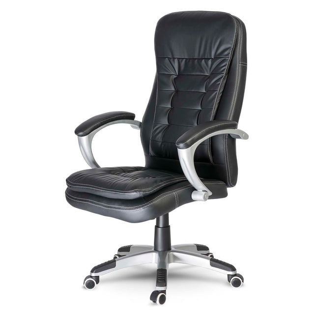 Læder kontorstol med ergonomisk design og justerbar højde til hjemmekontoret