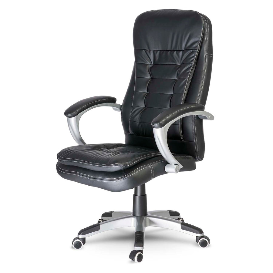 Læder kontorstol med ergonomisk design og justerbar højde til hjemmekontoret