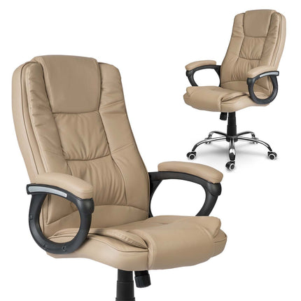 Lænestol med dobbelt svamp og ergonomisk design til hjemmekontoret - Beige