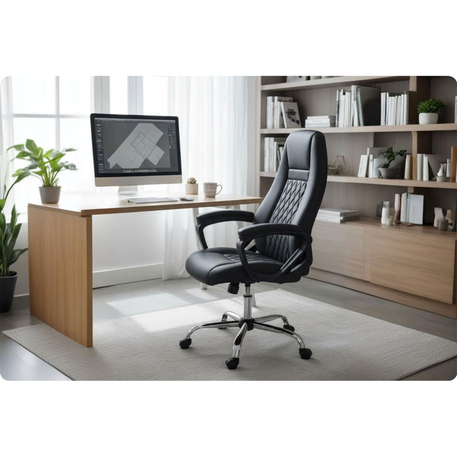 Kontorstol i økologisk læder med justerbar højde og ergonomisk design til maksimal komfort
