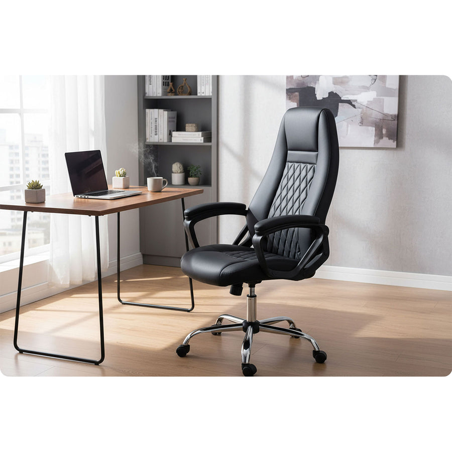 Kontorstol i økologisk læder med justerbar højde og ergonomisk design til maksimal komfort