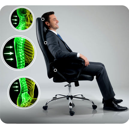 Kontorstol i økologisk læder med justerbar højde og ergonomisk design til maksimal komfort