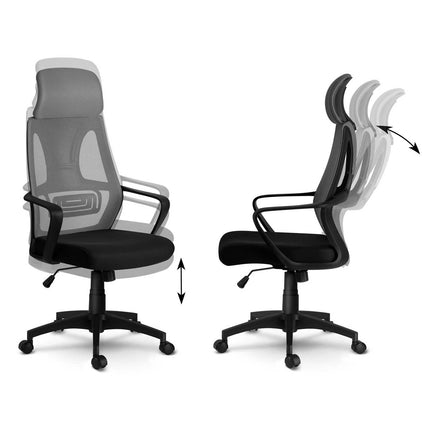 Kontorstol med justerbar højde og nakkestøtte i moderne design - komfortabel og stilfuld løsning til hjemmekontoret