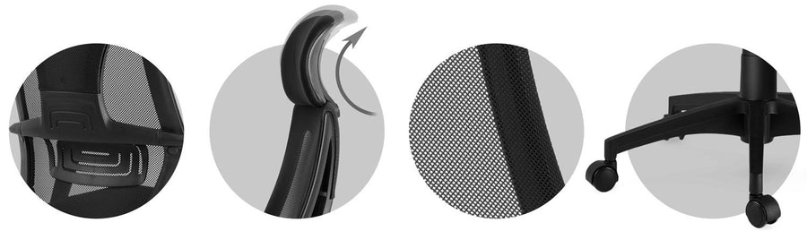 Kontorstol med justerbar højde og nakkestøtte - moderne design og komfortabel mikronet-polstring