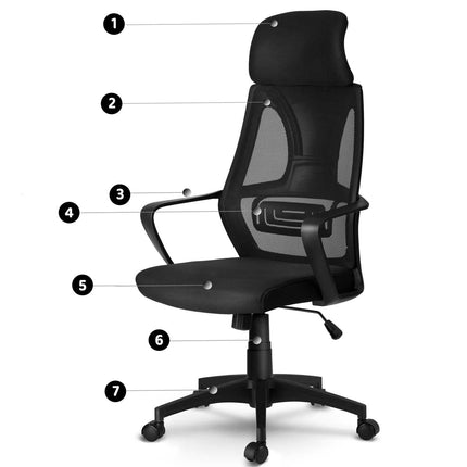 Kontorstol med justerbar højde og nakkestøtte - moderne design og komfortabel mikronet-polstring