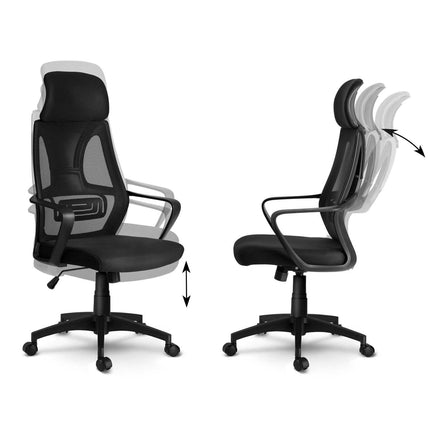 Kontorstol med justerbar højde og nakkestøtte - moderne design og komfortabel mikronet-polstring
