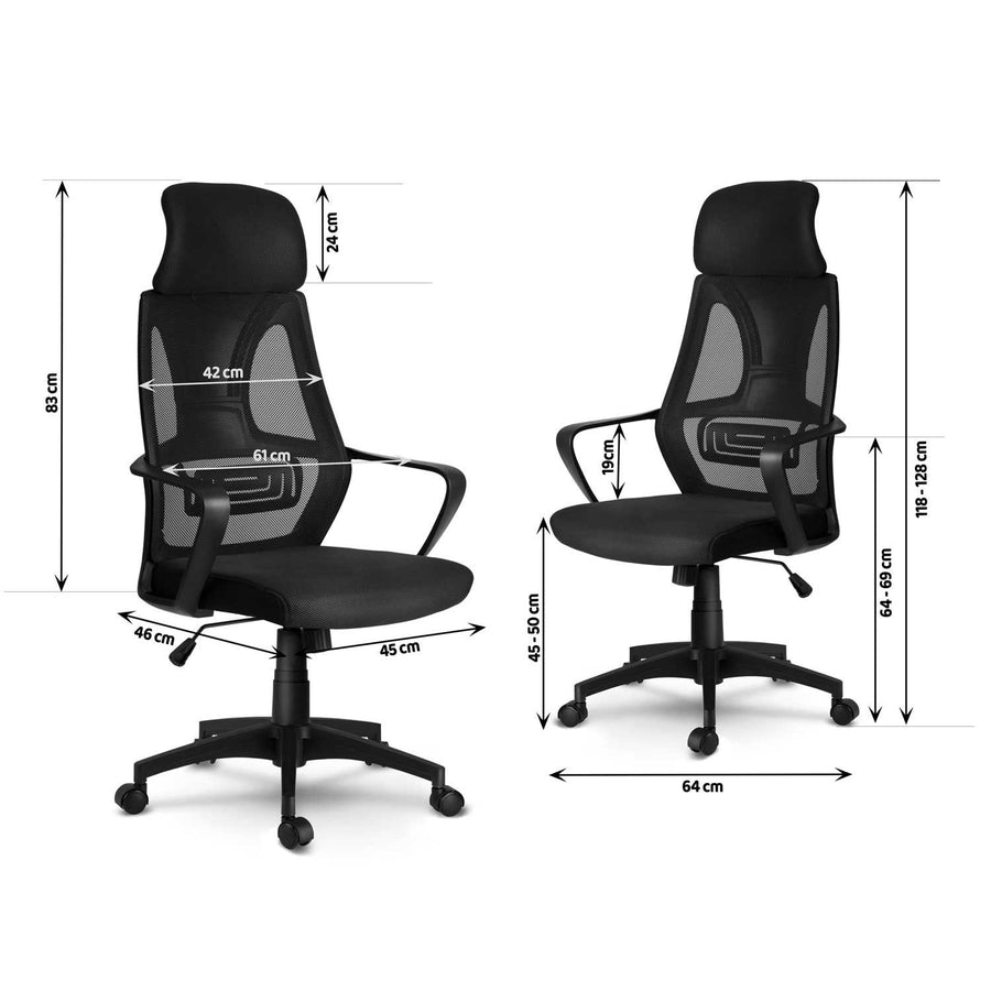 Kontorstol med justerbar højde og nakkestøtte - moderne design og komfortabel mikronet-polstring